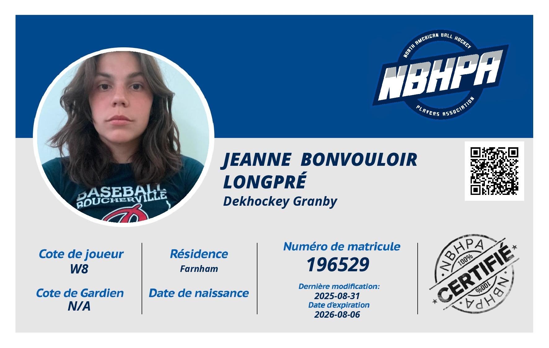 Jeanne  Bonvouloir Longpré 