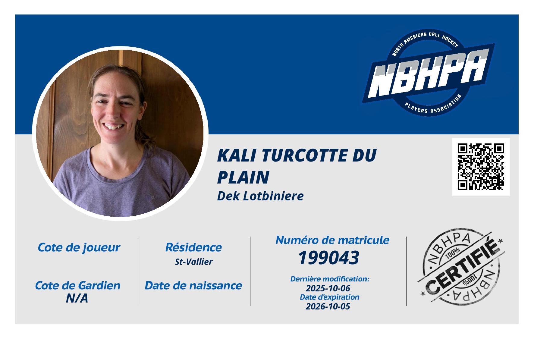 Kali Turcotte du plain