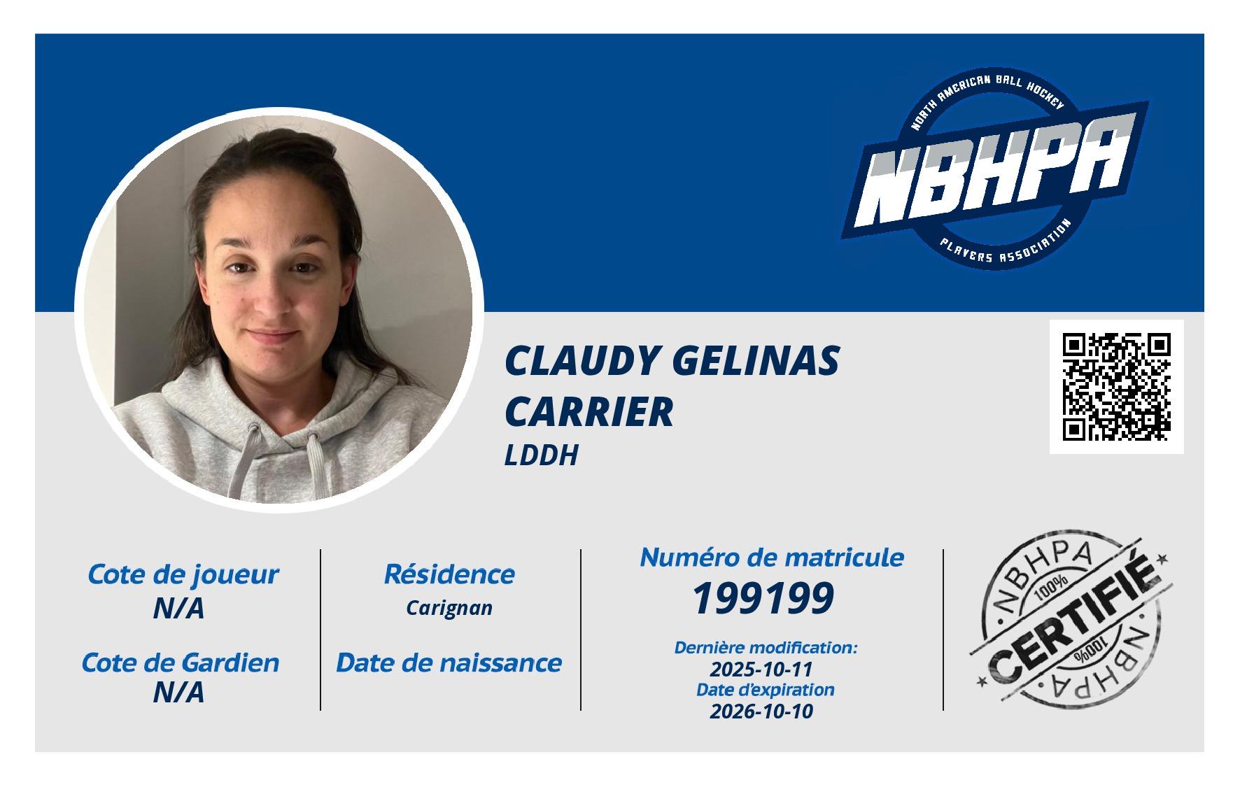 Claudy Gelinas carrier