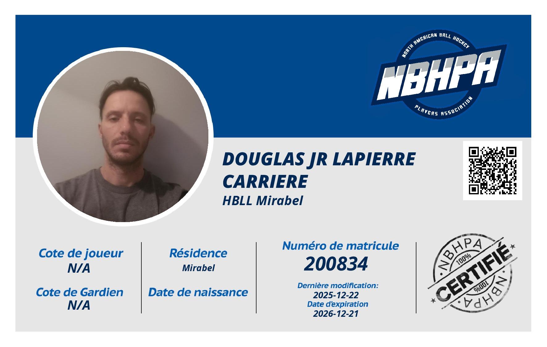 Douglas Jr Lapierre Carriere