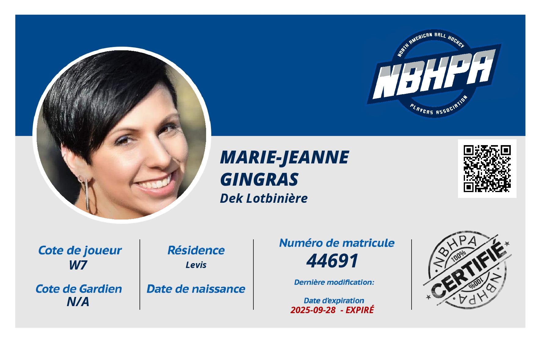 Marie-Jeanne  Gingras 