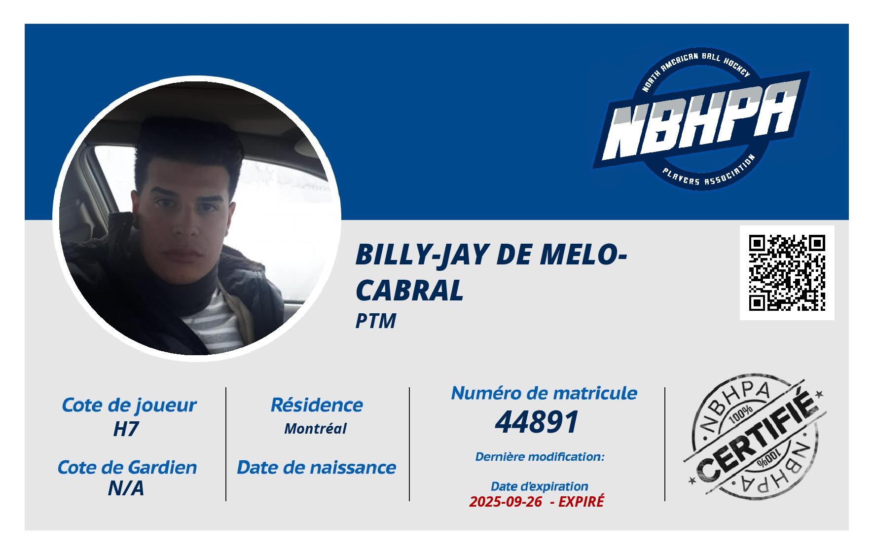 Billy-Jay De Melo-Cabral