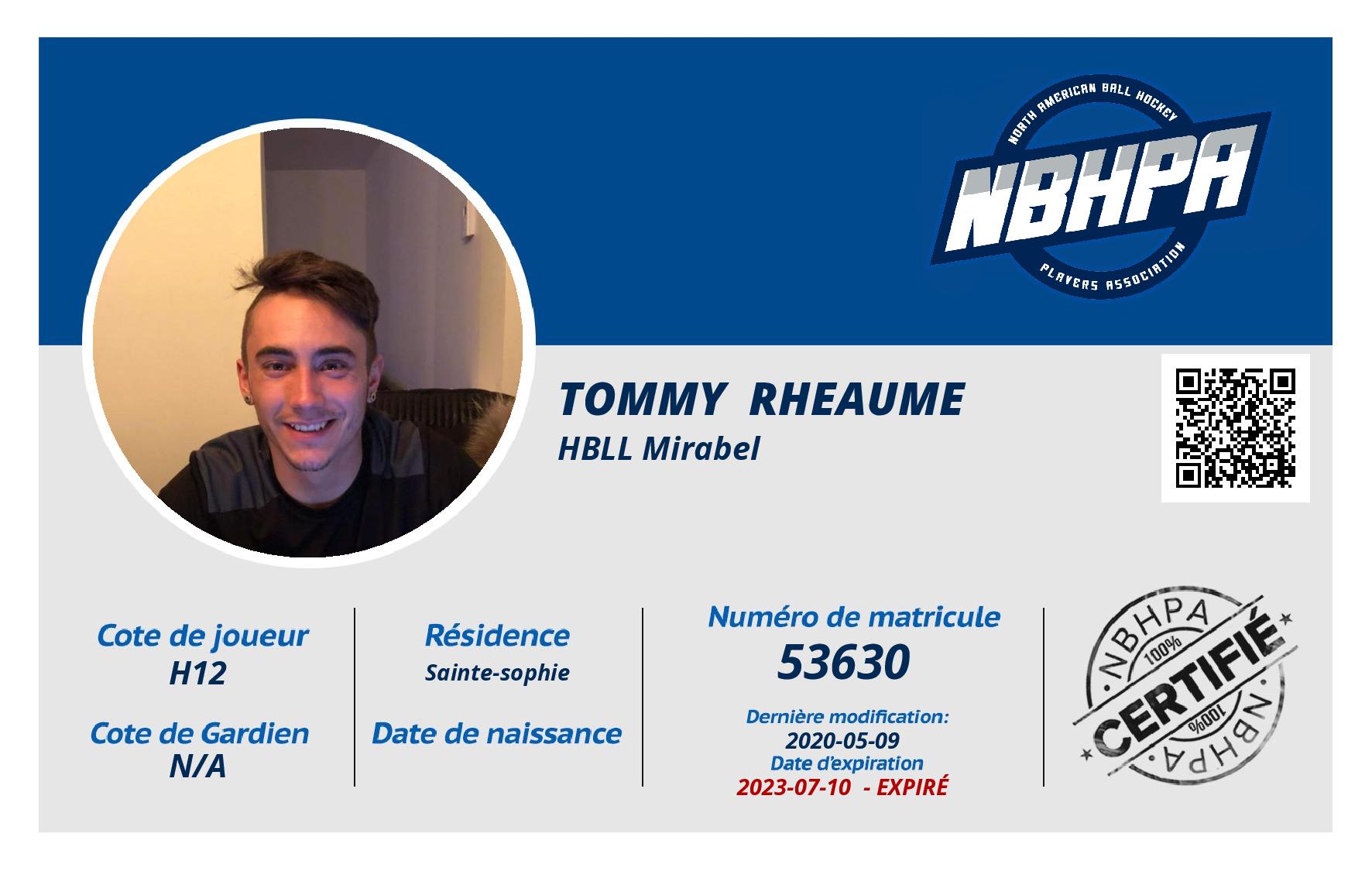 Tommy  Rheaume