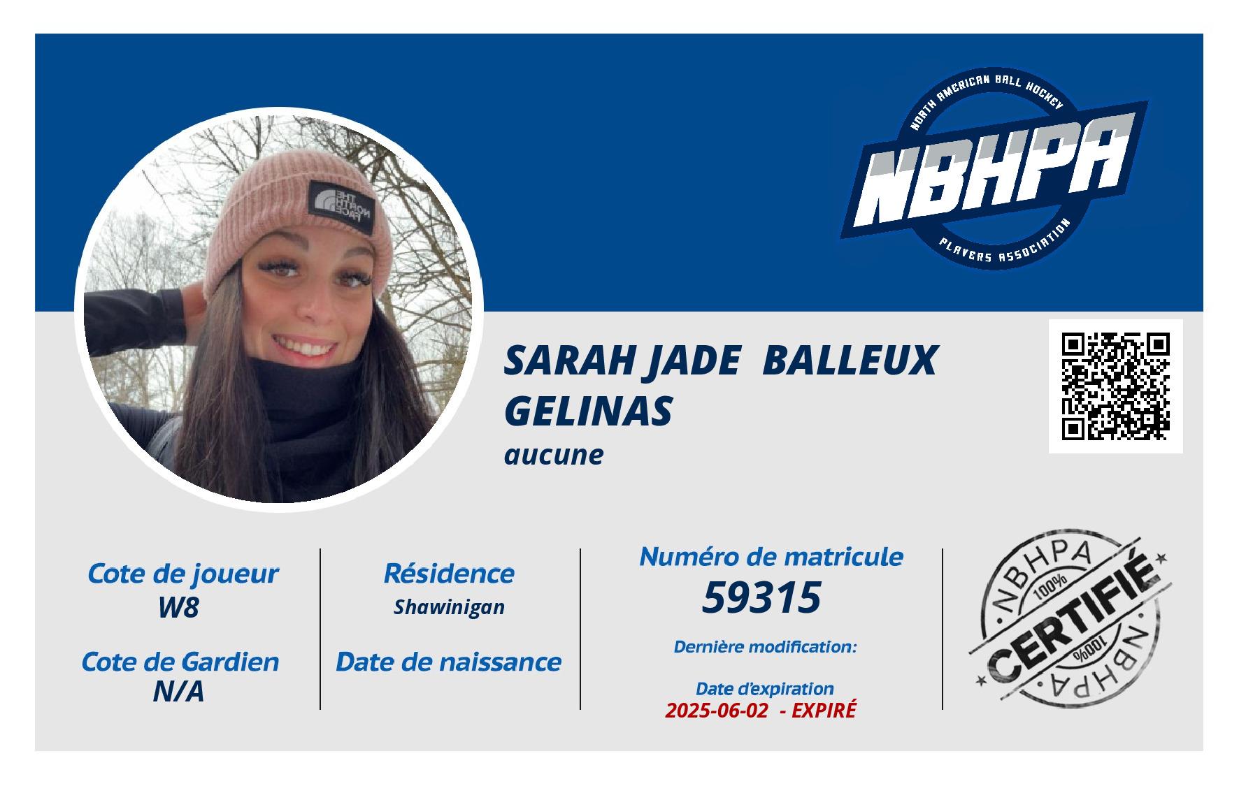 Sarah Jade  Balleux Gelinas 
