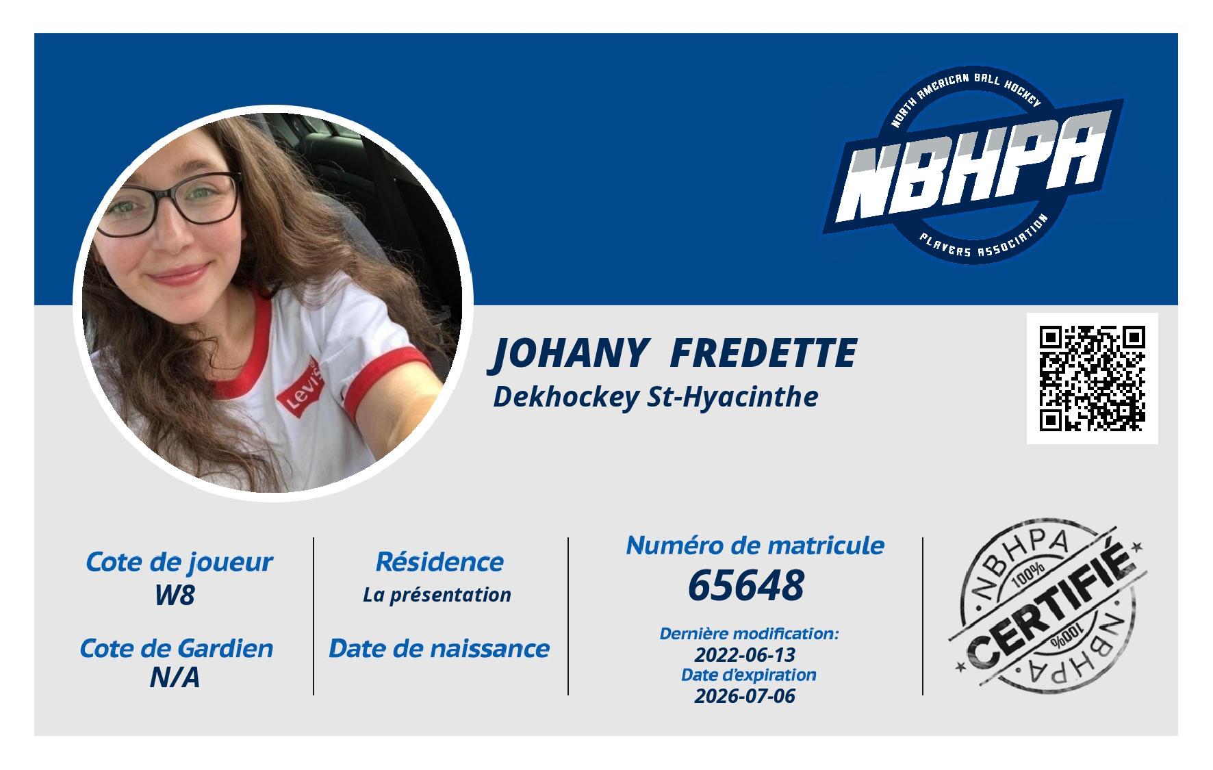 Johany  Fredette 
