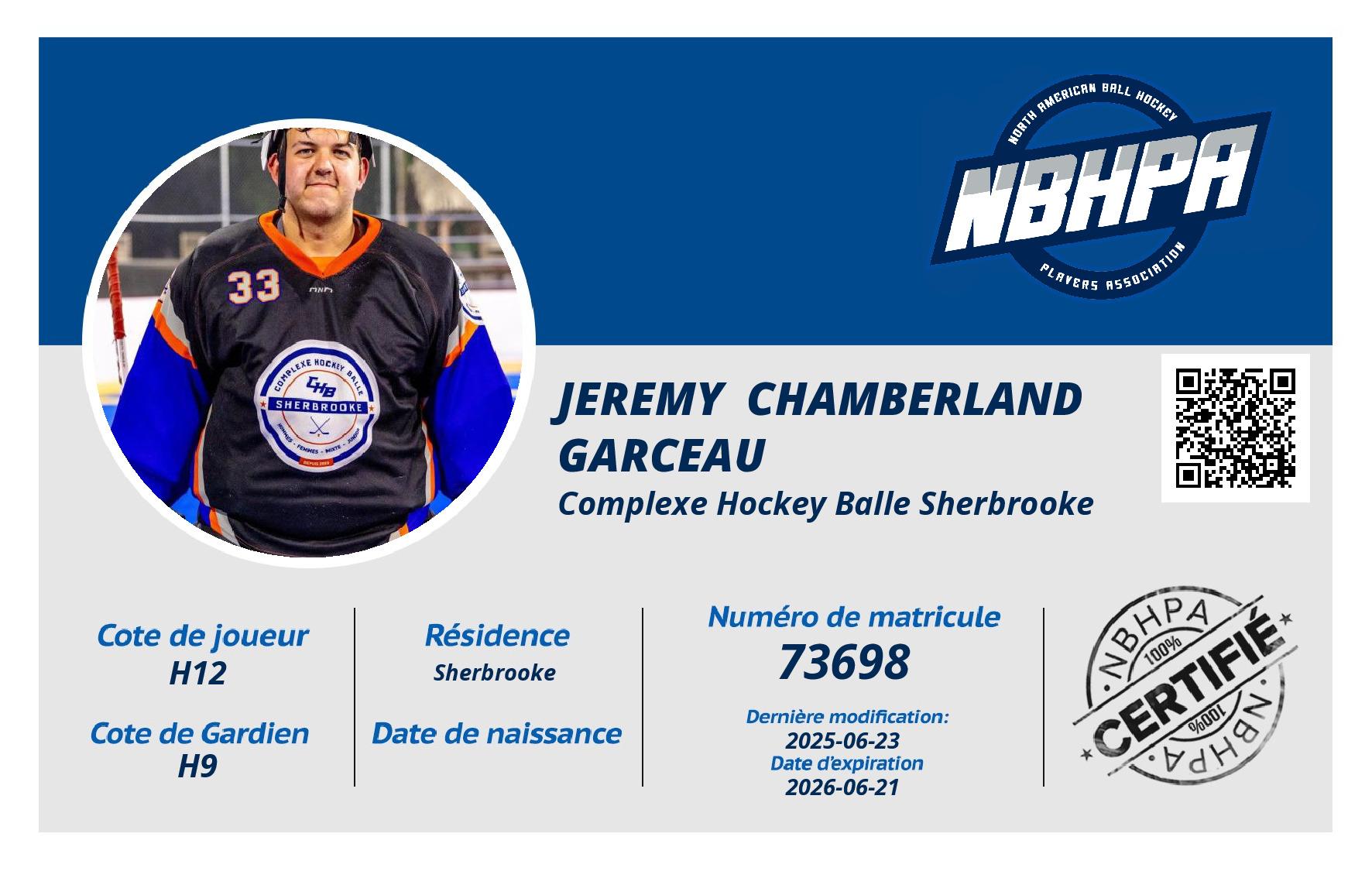 Jeremy  Chamberland Garceau 