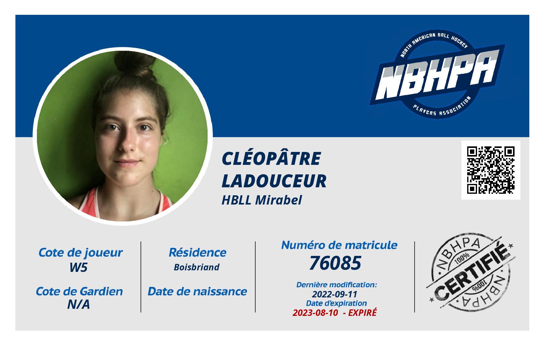 Cléopâtre  Ladouceur 